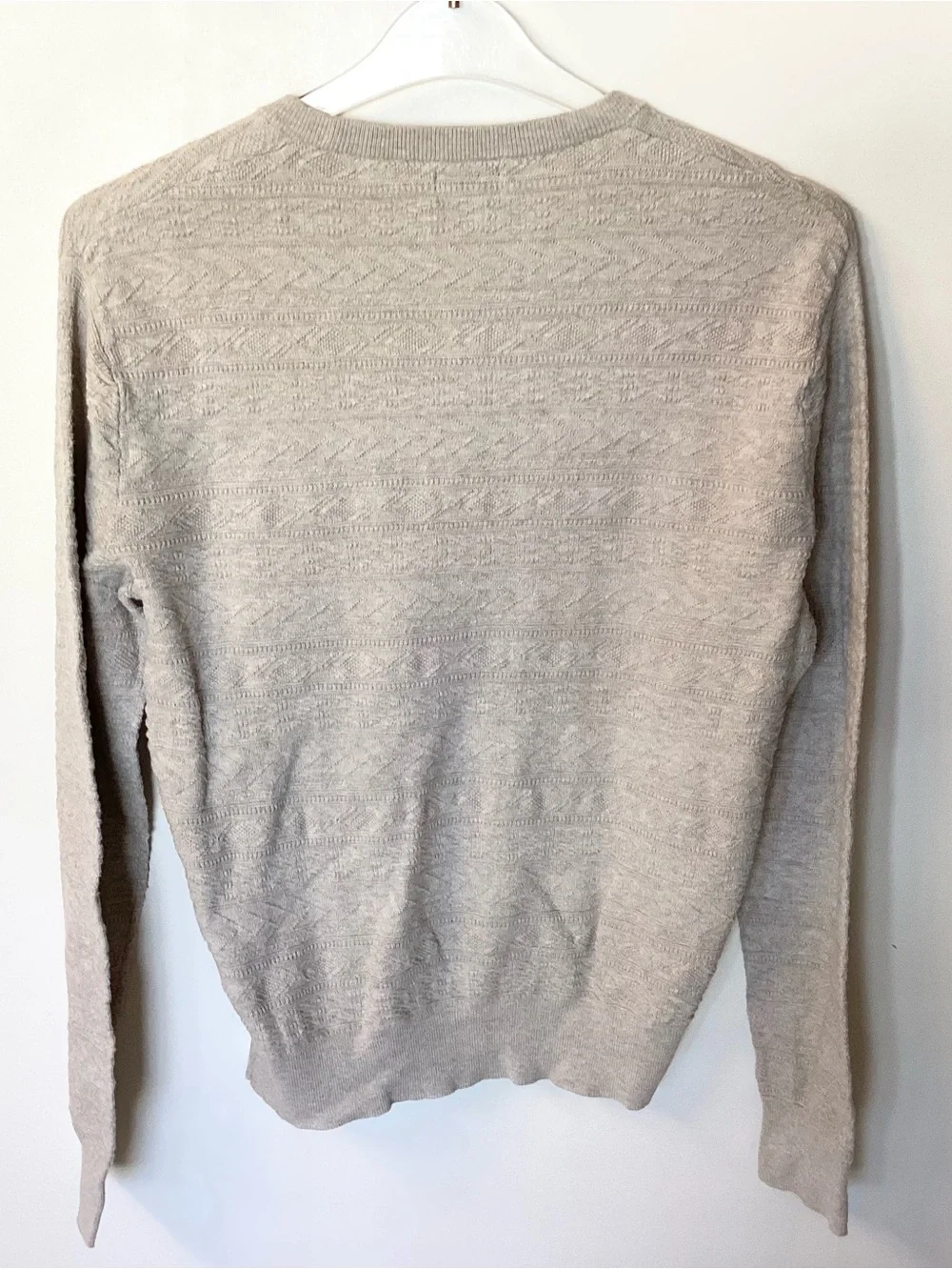 J.Crew Men’s Cotton Sweater in Combination Guernsey Stitch - Khaki - S